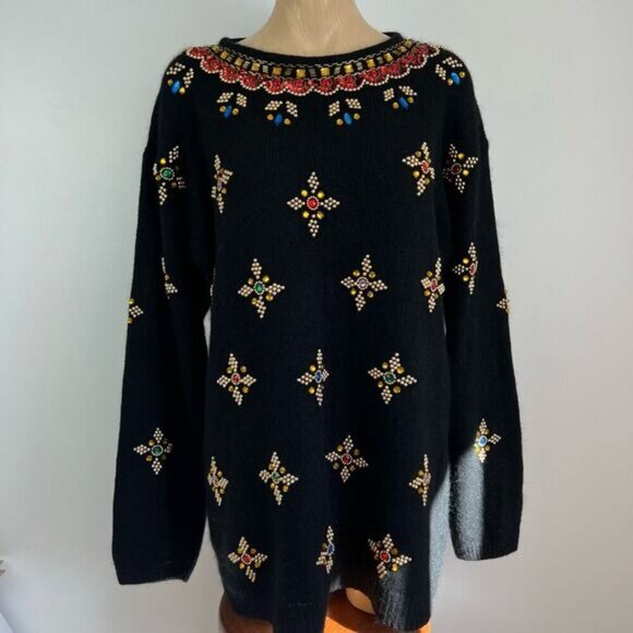 Vintage Working in Progress 80’s Silk Wool Sequin Women’s Sweater Size Large - Picture 6 of 14